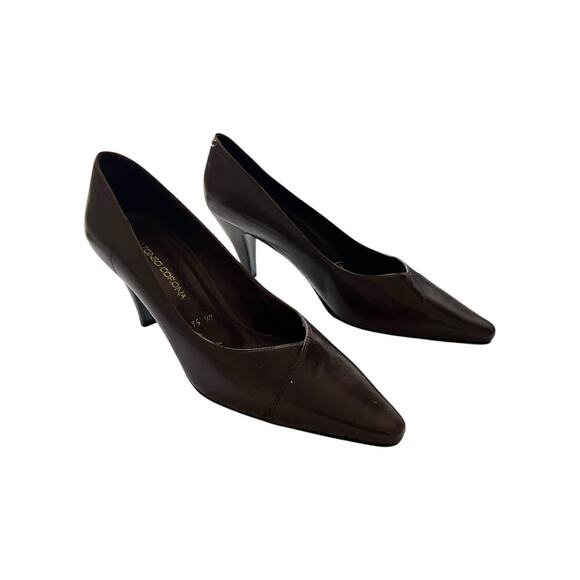Women’s Leather Low Heel Pumps Chocolate Brown MX 6.5 US 9.5 - Picture 2 of 8